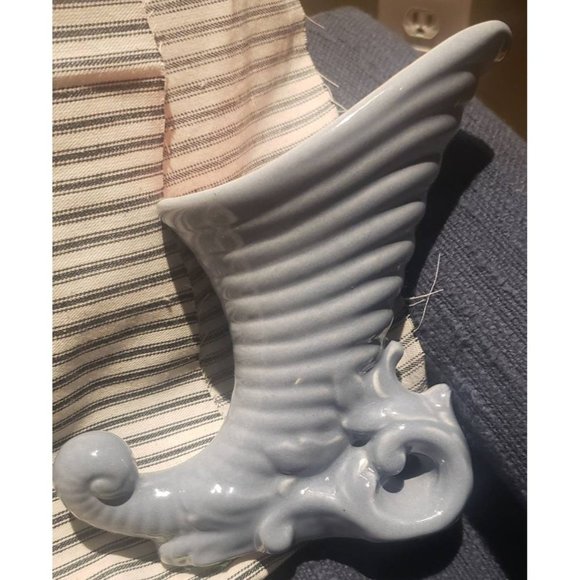 McCoy Blue Plenty of Hope*McCoy Pottery*1940s Vase* Cornucopia Vase - Picture 5 of 7